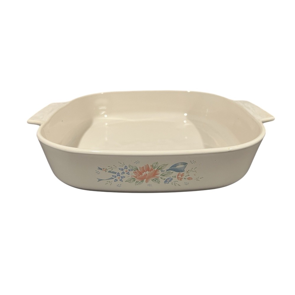 Corning Ware A-10-B English Meadow 2.5 Liter Casserole Dish Vintage Floral White